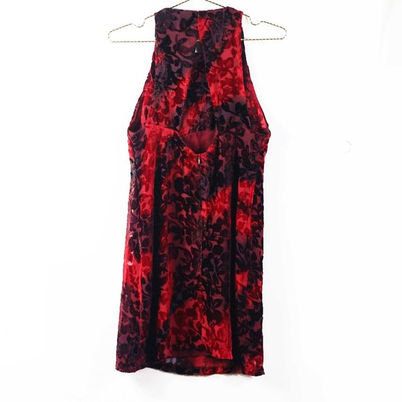 Somedays Lovin Burnout Velvet Mini Dress in Red M - Picture 5 of 6